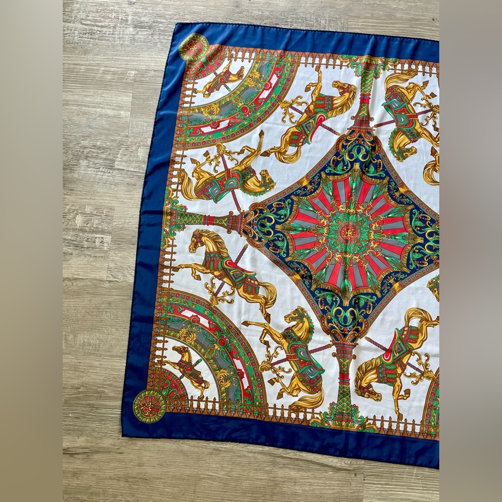 Hermes Paris 100% Silk Scarf with Carousel Horse Pattern - Picture 12 of 12